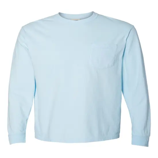 Comfort Colors&reg; Garment-Dyed Heavyweight Crewneck Long Sleeve Pocket T-Shirt White {7}