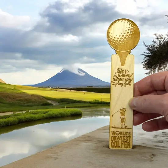 Bookmark - Worlds okayest golfer - birch wood {2}
