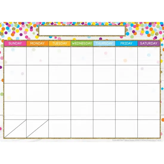 Smart Poly Single Sided PosterMat Pals Space Savers, Calendar Confetti Style, 13" x 9.5", 12 Per Pack {2}