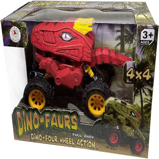 Aeromax Dino-Faur Pull Back Dinosaur Truck | Red {3}