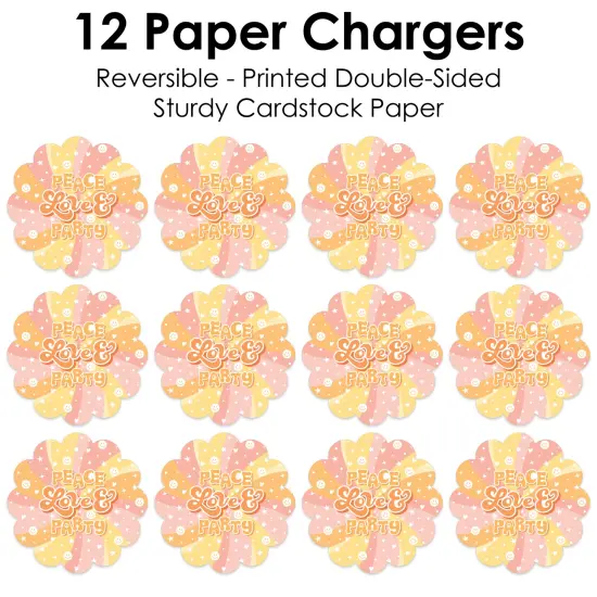 Big Dot of Happiness Stay Groovy - Boho Hippie Party Round Table Decorations - Paper Chargers - Place Setting For 12 {6}