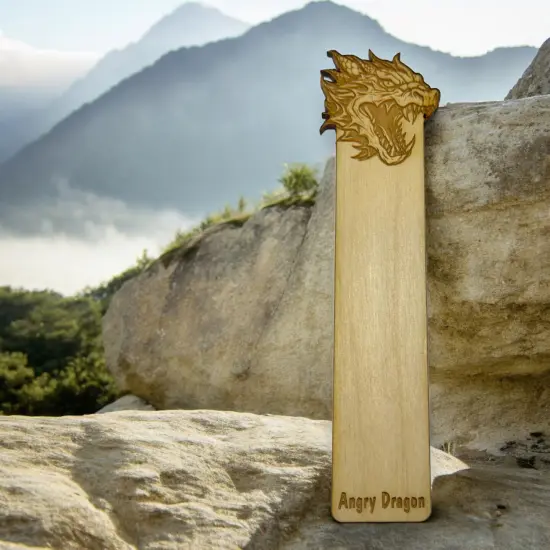 Bookmark - Angry Dragon - Birch wood {3}