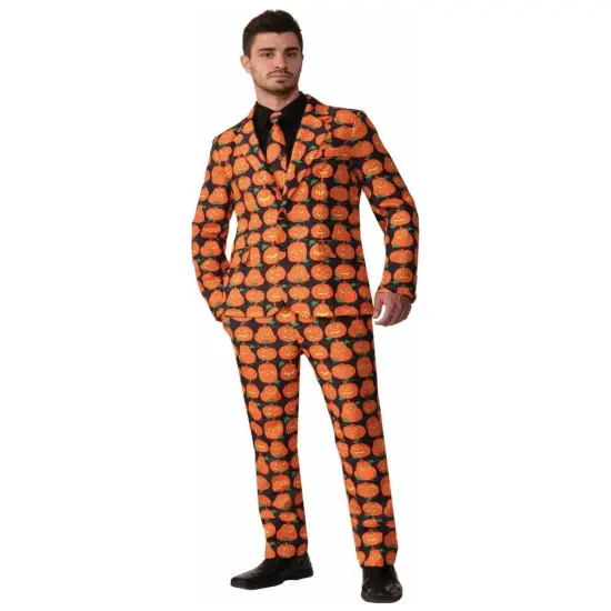 Men's Halloween Pumpkin Suit & Tie Costume {2}