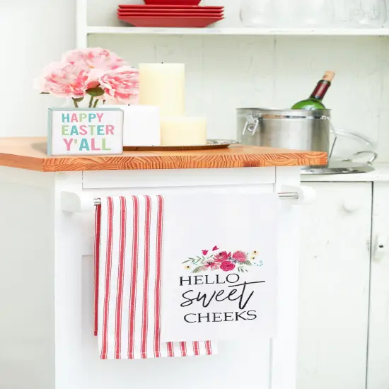 4.75" Spring "Happy Easter Y'All" Decorative Wood Single Centerpiece Block {3}