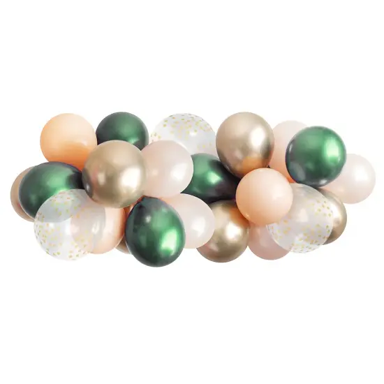Balloon Garland - Emerald Green & Blush {1}