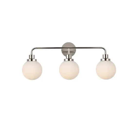 Hanson 3 lights bath sconce in polished nickel with frosted shade {1}