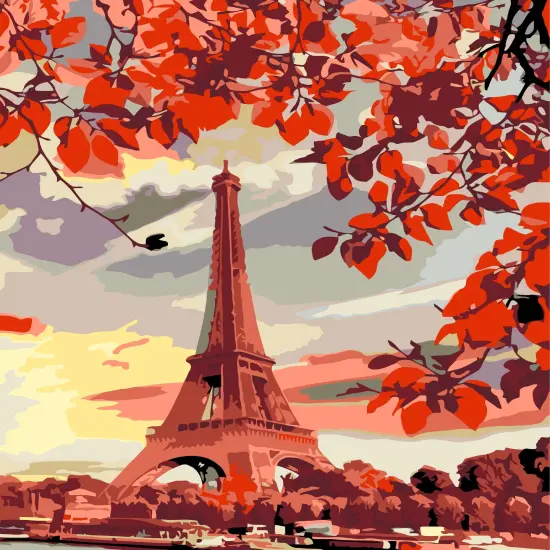 Artwille DIY Paint by Numbers for Adults and Kids, Acrylic Painting Kit - "Eiffel Tower", 13.8 x 17.7 in {1}