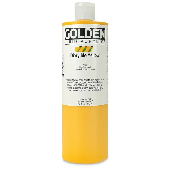 Golden Fluid Acrylics - Diarylide Yellow, 16 oz bottle {2}