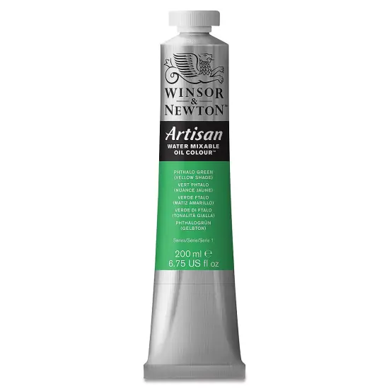 Winsor & Newton Artisan Water Mixable Oil Paint - Phthalo Green (Yellow Shade), 200 ml tube {2}