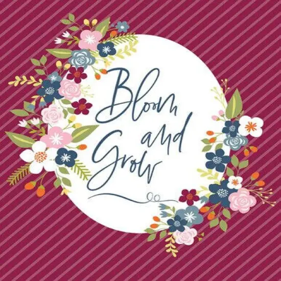 Bloom and Grow Panel 35x43 inch Floral Burgundy Cotton Fabric by Riley Blake {1}