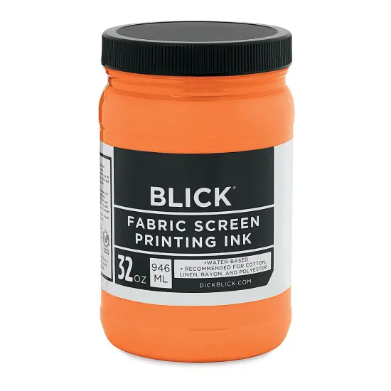 Blick Water-Base Acrylic Textile Screen Printing Ink - Fluorescent Orange, Quart {1}