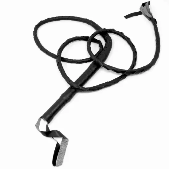 Faux Leather Black Whip - 6.5' Woven Costume Accessories Whips - 1 Piece {2}