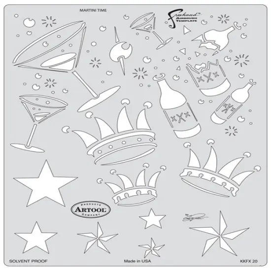 Iwata Artool Freehand Template - Kustom Kulture Martini Time {1}