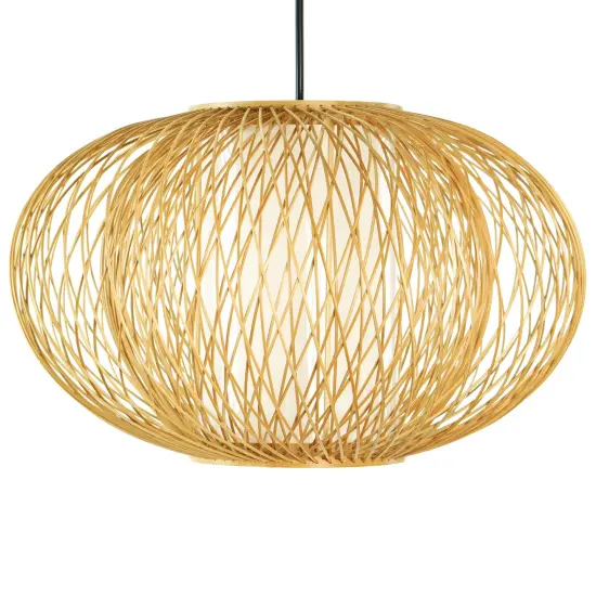 Handmade Modern Round Bamboo Wicker Rattan Lamp Hanging Light Shade {2}