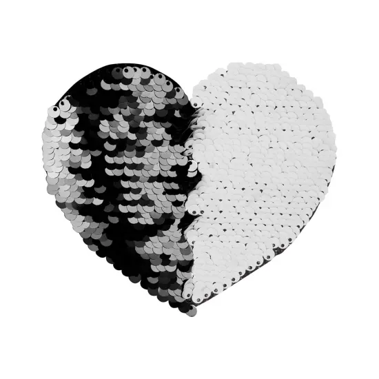Small Black Heart Sequin Sublimation Patches - 2 Pack {2}