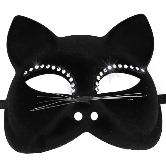 Venetian Black Cat Mask - Masquerade Costume Half Face Eye Mask for Kids and Adults {1}