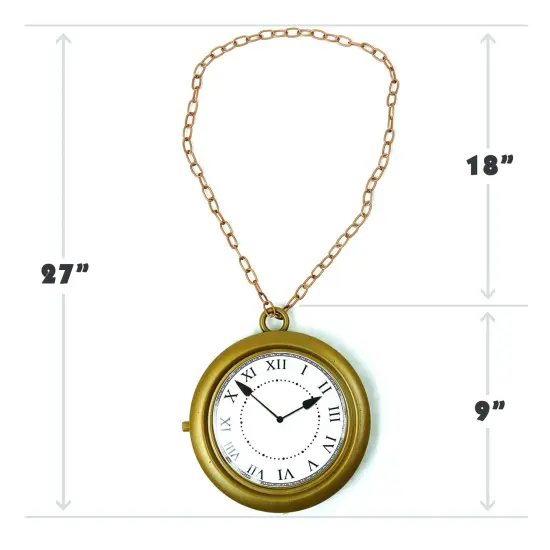 Jumbo Gold Clock Necklace - White Rabbit Clock, Hip Hop Rapper Clock - 1 Piece {5}