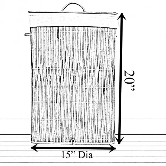 Collapsible Waterproof Laundry Hamper with Lid and Handles for Organizer, Clothes, Toy Durable Folder Washing Bin for Easy Carrying Bamboo {4}
