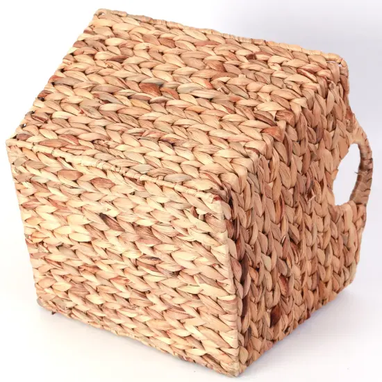 Water Hyacinth Rectangular Wicker Storage Baskets with Cutout Handles, Large {4}