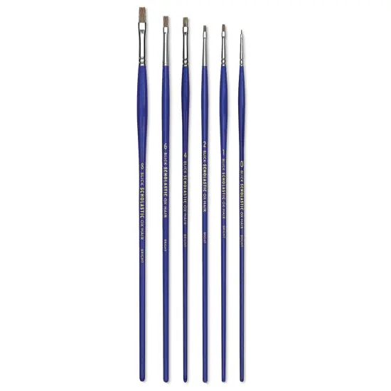 Blick Scholastic Ox Hair Brush Set - Bright, Long Handle, Set of 6 {1}