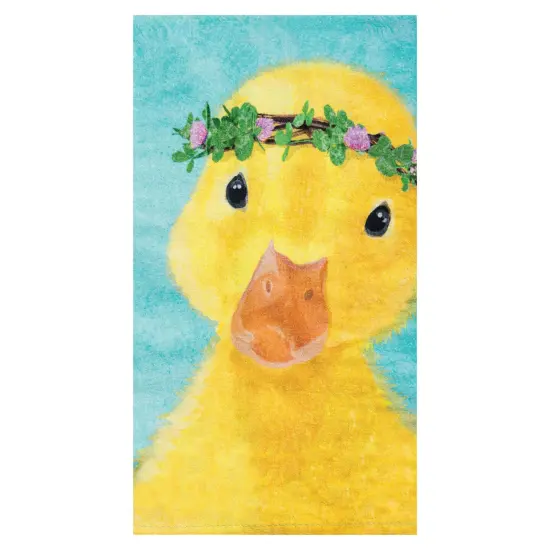 Clover Duckling Easter Spring Theme Printed Flour Sack Kitchen Dishtowel {1}