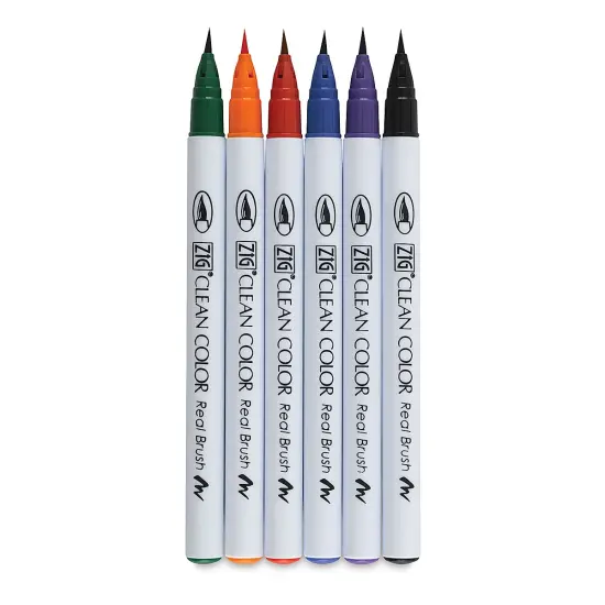 Kuretake Zig Clean Color Real Brush Pens - Assorted Colors, Set of 6 {2}