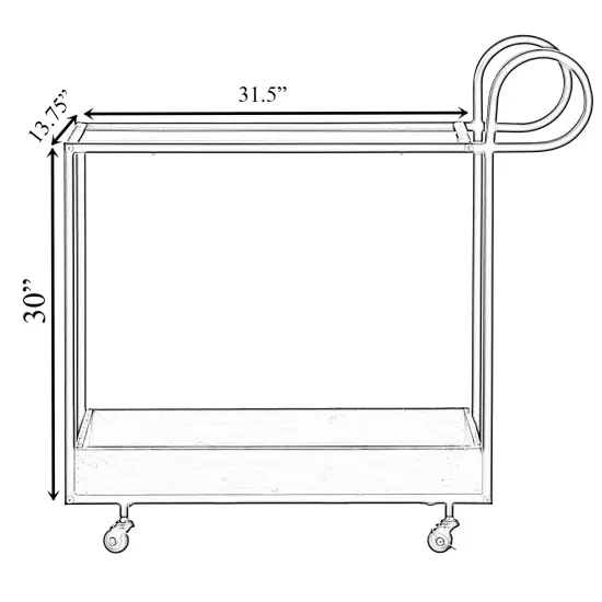 Metal Wine Bar Serving Cart with Rolling Wheels and Handles for Dining, Living room or Entryway {4}