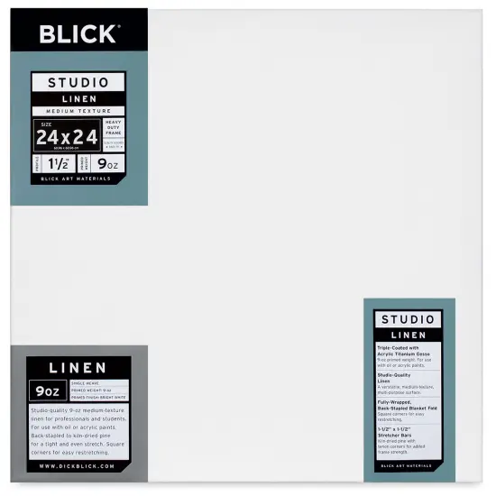 Blick Studio Linen Stretched Canvas - 24" x 24", Gallery 1-1/2" Profile {1}