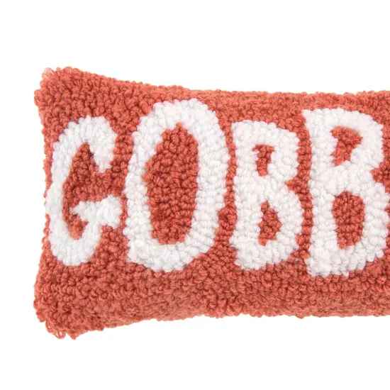 Gobble Script Rectangle Small Small/Petite Hooked Accent Pillow, 6" x 12" {4}