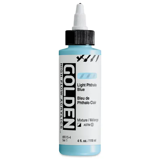 Golden High Flow Acrylics - Light Phthalo Blue, 4 oz bottle {1}