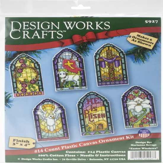 Design Works Plastic Canvas Ornament Kit 2"X4" Set Of 6-Stained Glass {1}