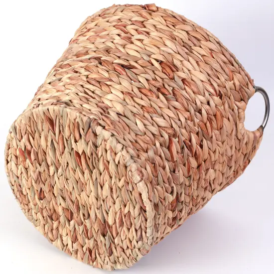 Water Hyacinth Wicker Large Round Storage Laundry Basket with Handles {3}