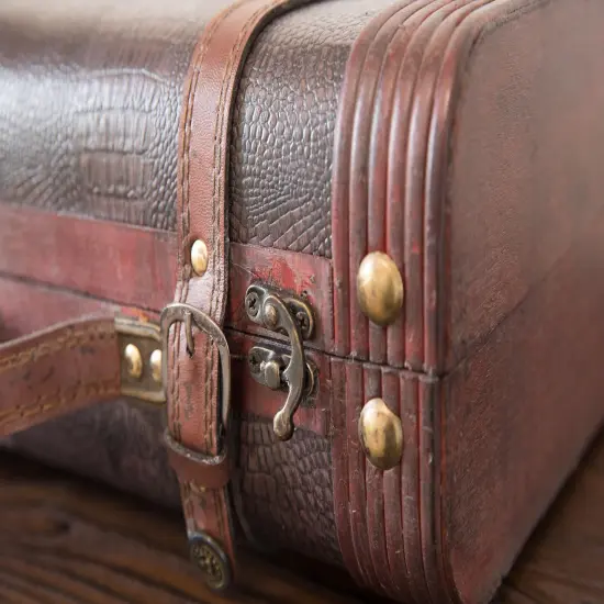 Decorative Wooden Leather Suitcase {6}