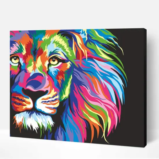 Artwille DIY Paint by Numbers for Adults and Kids, Acrylic Painting Kit - "Neon Lion", 13.8 x 17.7 in {1}