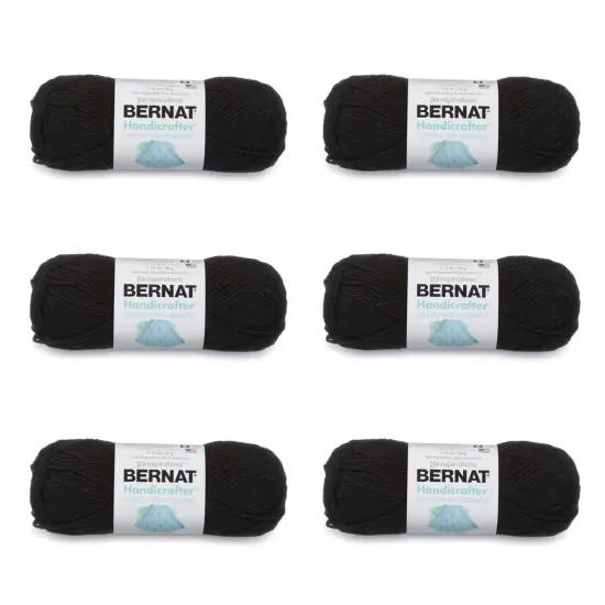 Bernat Handicrafter Cotton Black Licorice Yarn - 6 Pack of 50g/1.75oz - Cotton - 4 Medium (Worsted) - 80 Yards - Knitting/Crochet {1}