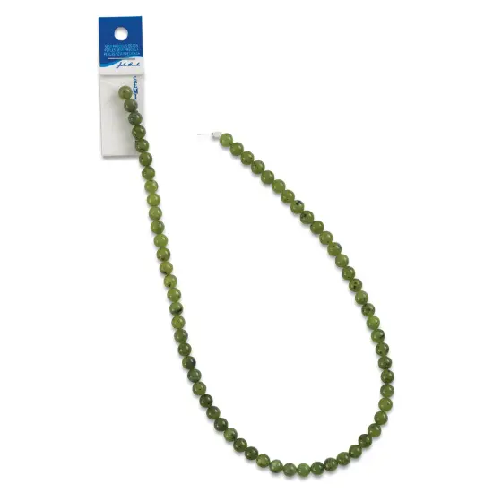 John Bead Earth's Jewels Jade Beads - Canadian Jade, Round, 6 mm, 16" Strand {2}