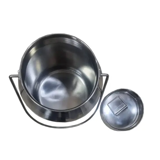 Small Shining Stainless Steel Milk Can Seamless Solid Bail 10" High 1.3 Gallon {3}