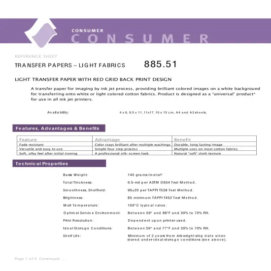 LIGHT FABRICS TRANSFER PAPER 100 Sheets PK LIGHT TRANSFER PAPER FOR INKJET PRINTING 8.5X11 Red Grid {2}