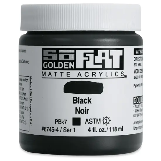 Golden SoFlat Matte Acrylic Paint - Black, 118 ml, Jar {1}