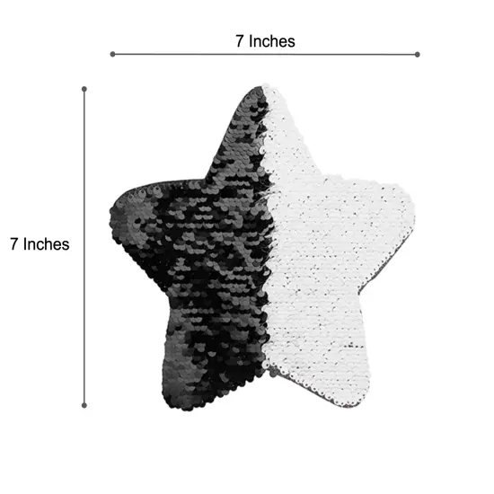 7" Black Star Sequin Sublimation Patches - 2 Pack {2}