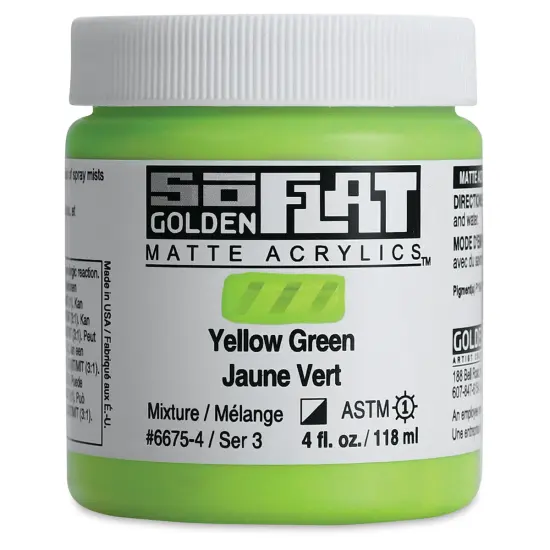 Golden SoFlat Matte Acrylic Paint - Yellow Green, 118 ml, Jar {1}