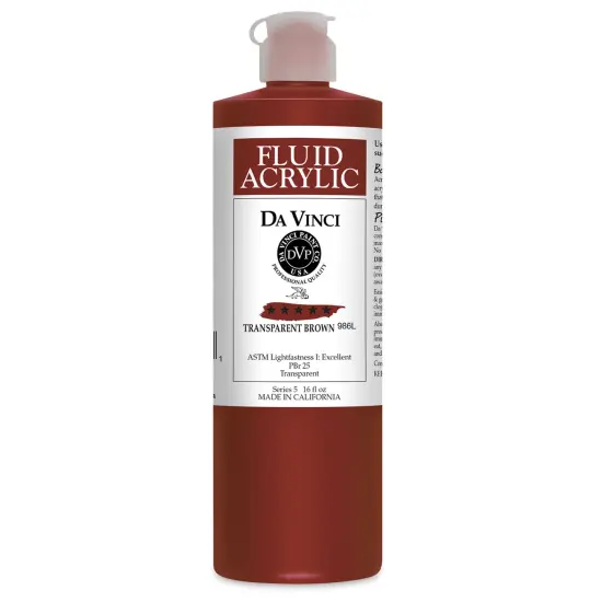 Da Vinci Fluid Acrylics - Transparent Brown, 16 oz bottle {1}