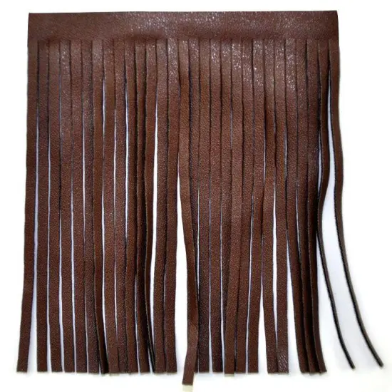Belagio Faux Leather Fringe Trim, 4" Wide, 25-Yard Bolt, Brown {1}