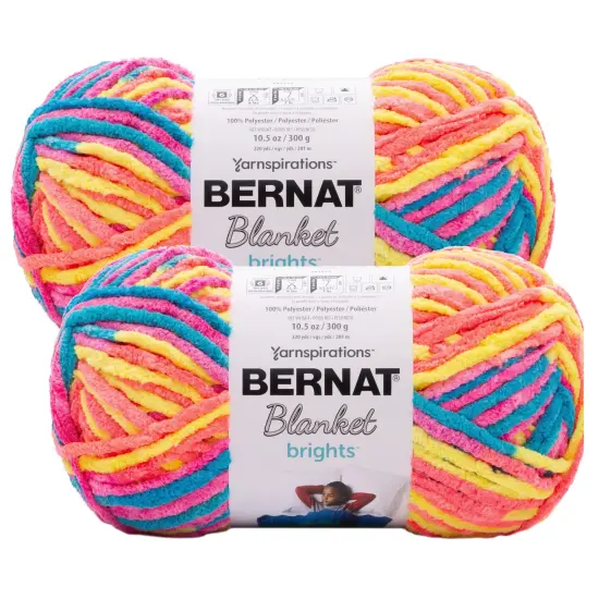 (Pack of 2) Bernat Blanket Brights Big Ball Yarn-Neon Mix {1}