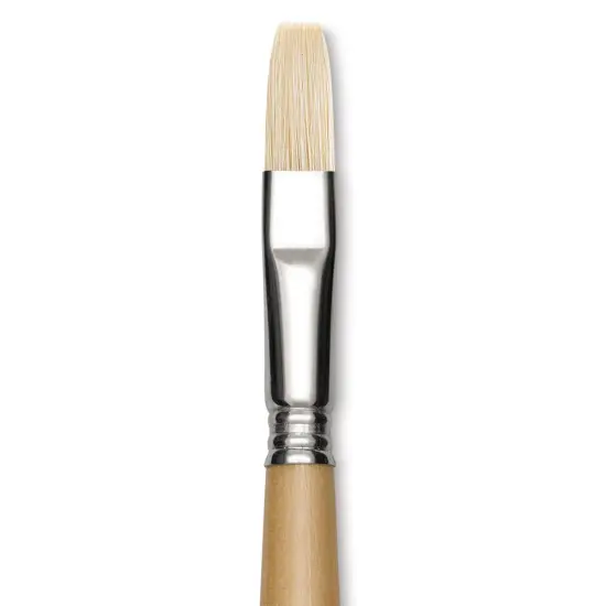 Escoda Clasico Chungking White Bristle Brush - Flat, Long Handle, Size 14 {1}