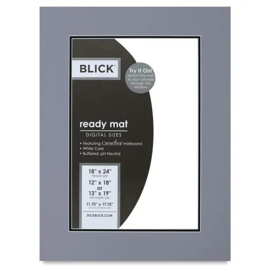 Blick Double Mat - Bar Harbor Gray/Smooth Black, 18" x 24" (11-3/4" x 17-3/4" opening) {1}