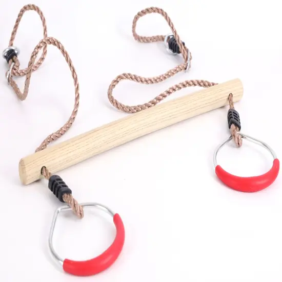 Kids Trapeze Swing Bar with Rings with Hanging Ropes {6}