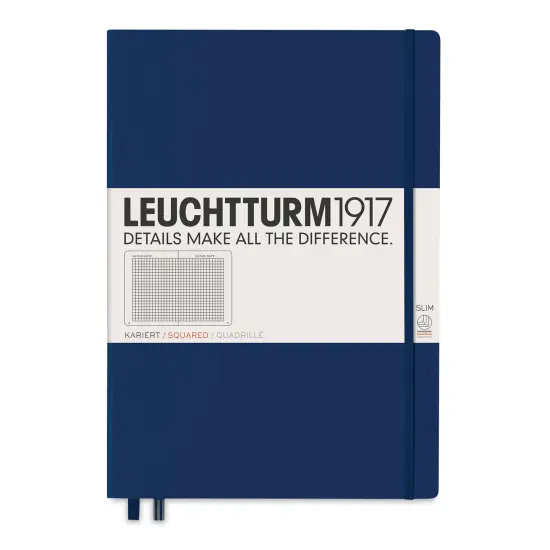 Leuchtturm1917 Squared Hardbound Notebook - Navy, Slim, 8-3/4" x 12-1/2" {1}