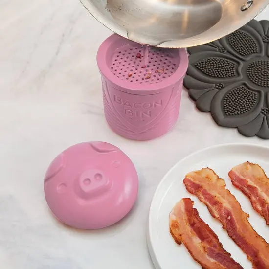 Harold Import HIC 00544 Silicone Bacon Bin Grease Holder 1 Cup Pink {4}