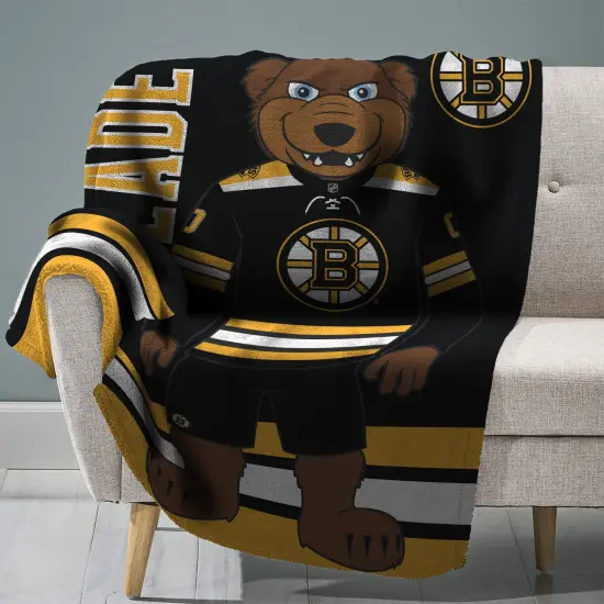Sleep Squad Boston Bruins Blades 60” x 80” Raschel Plush Hockey Blanket {1}